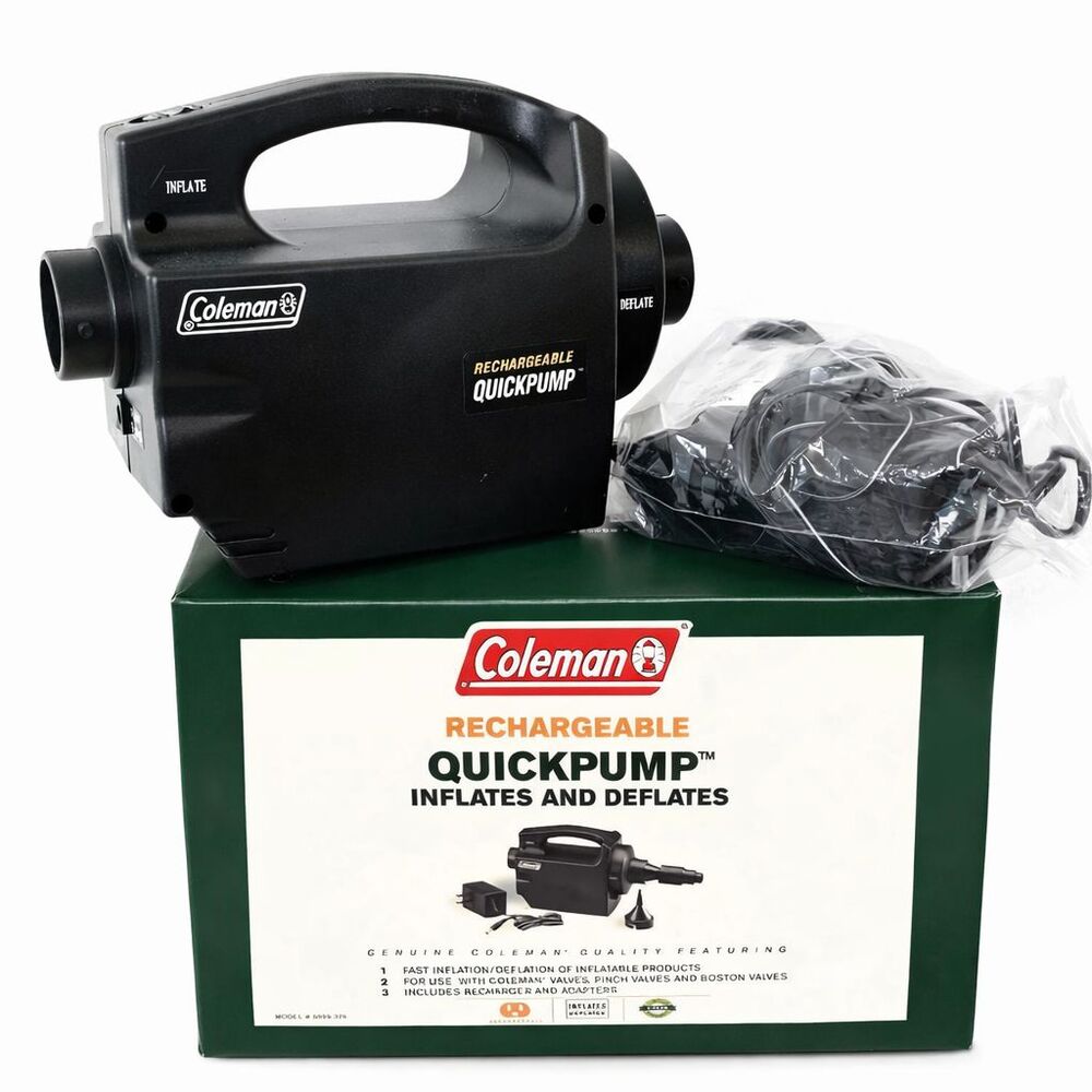 Coleman Rechargeable Quick Pump Inflates and Deflates w/ Recharger & Adapters